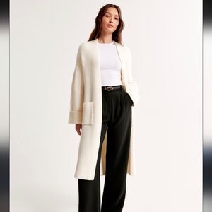 Abercrombie & Fitch Cream Ribbed Open Cardigan Soft Long Sweater NEW W/Out Tags
